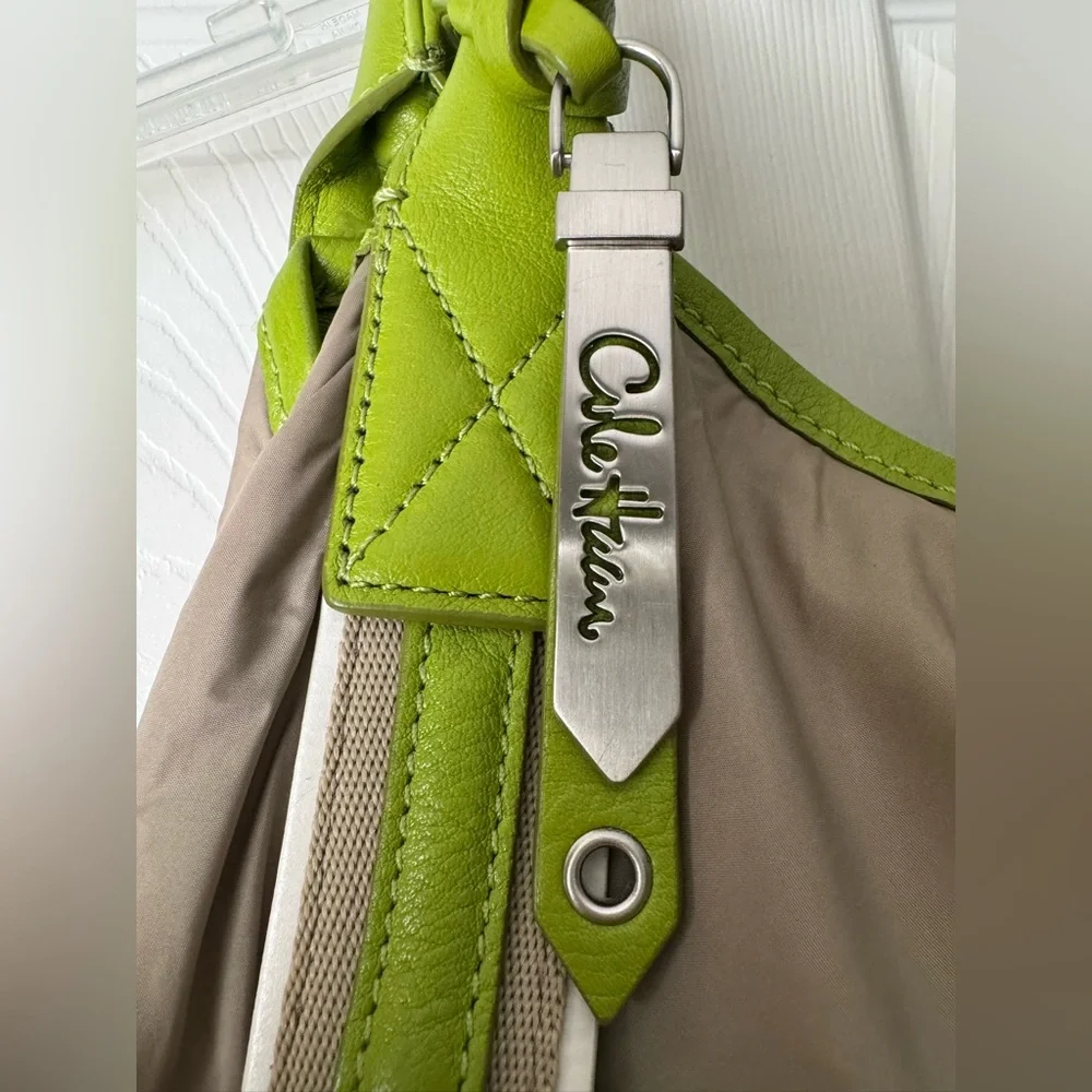 Stylish Neutral & Lime Green Contrast Women’s Shoulder Bag
